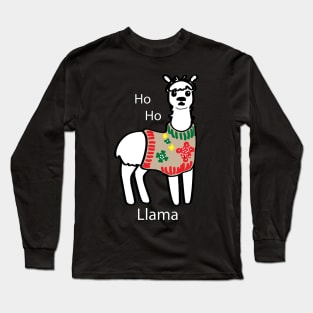 Funny Ho Ho Llama Ugly Christmas Sweater Long Sleeve T-Shirt